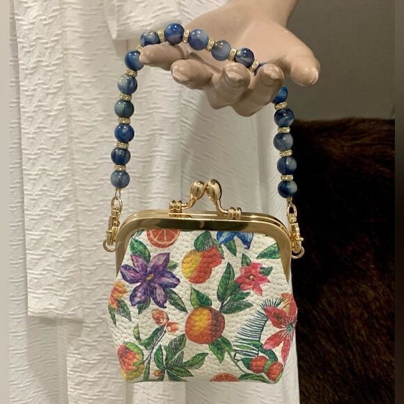 Handmade Genuine Leather Floral Embossed Wristlet/Coin Pouch/Crossbody - Picture 7 of 15